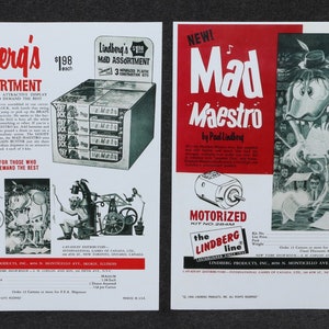 Lindberg 1960&#39;s Mad Monsters Model Kit Ad Dealer Sheets Repro x4 Set Maestro