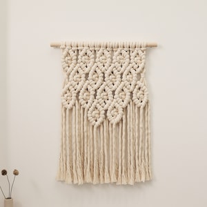 Macrame wall hanging / Chunky cotton fiber art / Nursery decor / Modern Bohemian / Wall texture art image 1