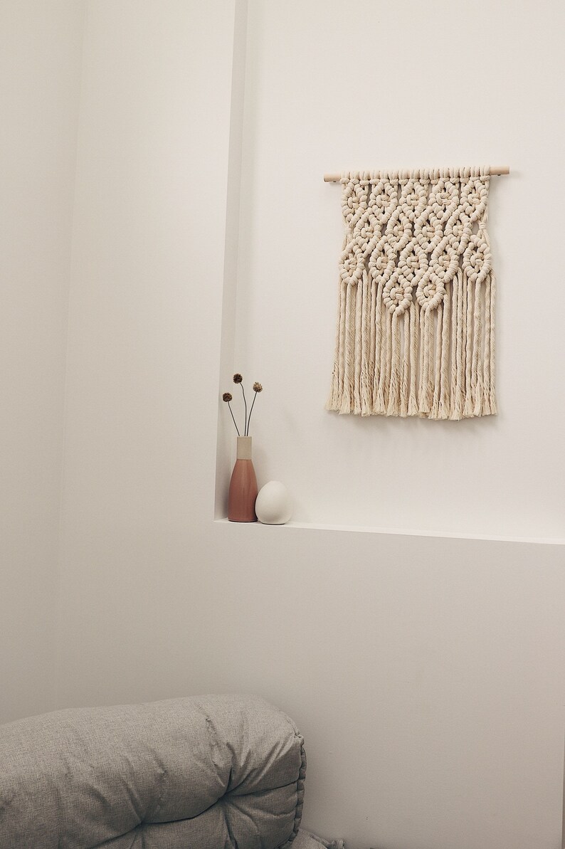 Macrame wall hanging / Chunky cotton fiber art / Nursery decor / Modern Bohemian / Wall texture art image 4