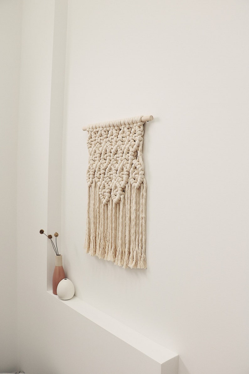 Macrame wall hanging / Chunky cotton fiber art / Nursery decor / Modern Bohemian / Wall texture art image 3