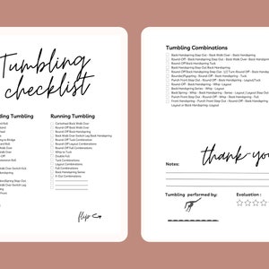 Tumbling, Ginástica e Elite All Star Cheerleading Skills Download digital PDF para impressão Lista de verificação 8 1/2 X 11