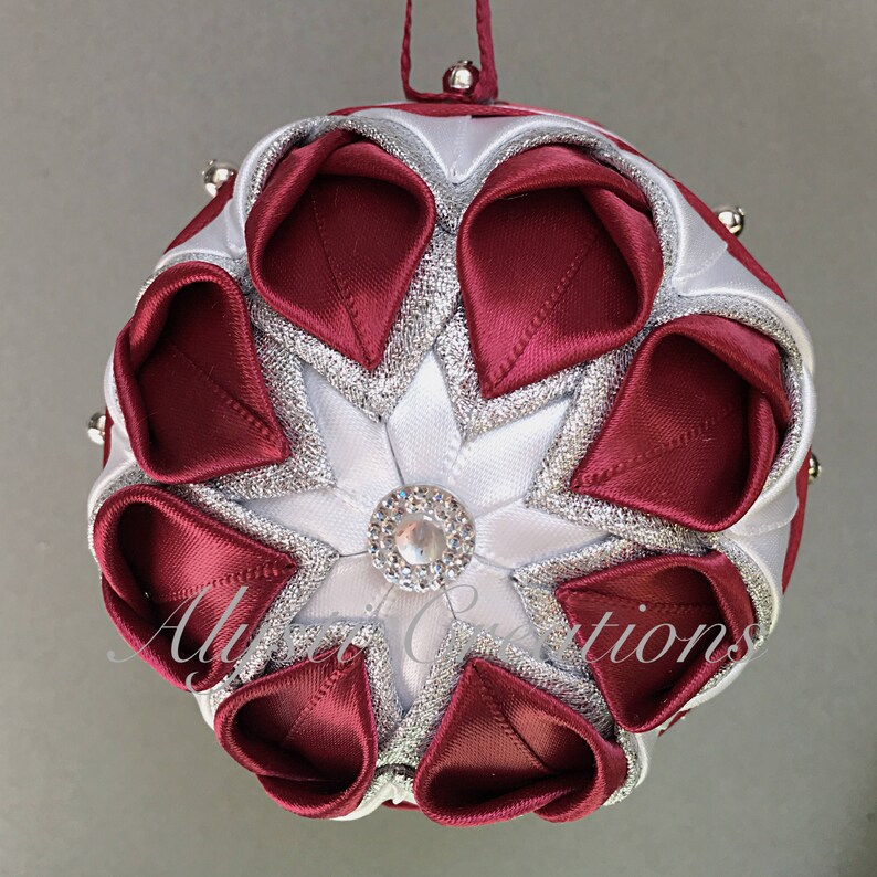 Elegant Quilted Flower Ball Christmas Ornament Etsy