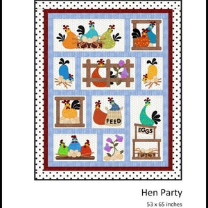 FCP-065 Hen Party (Digital Pattern) *a fusible applique quilt pattern