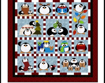 FCP-036 Penguin Cheer (Digital Pattern) *a fusible applique quilt pattern