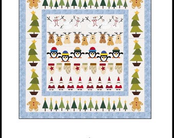 Christmas Row Quilt Pattern: Applique Design (Digital Pattern)
