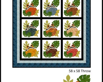 FCP-054 Toadly Froggy (padrão digital) *um padrão de colcha de apliques fusíveis
