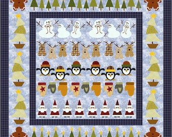 FCP-003 Christmas Row x Row (Digital Pattern) *a fusible applique quilt pattern