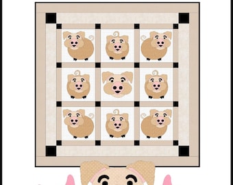 FCP-167 OINK! (Digital Pattern) a fusible applique pattern