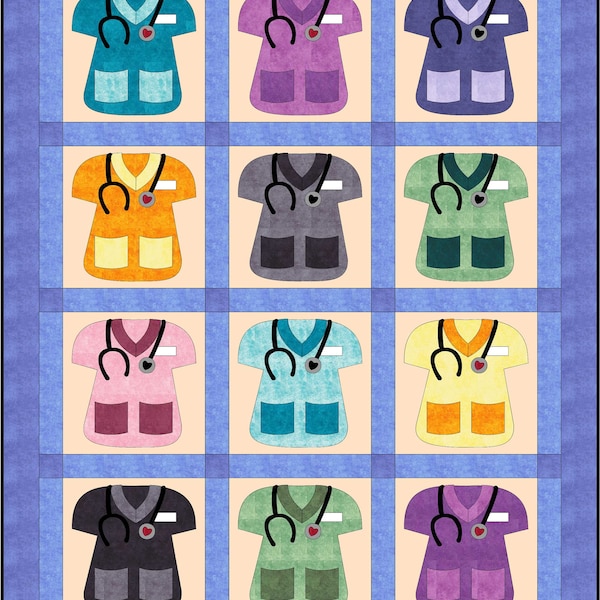 FCP-053 Scrubs (Digital Pattern) *a fusible applique quilt pattern