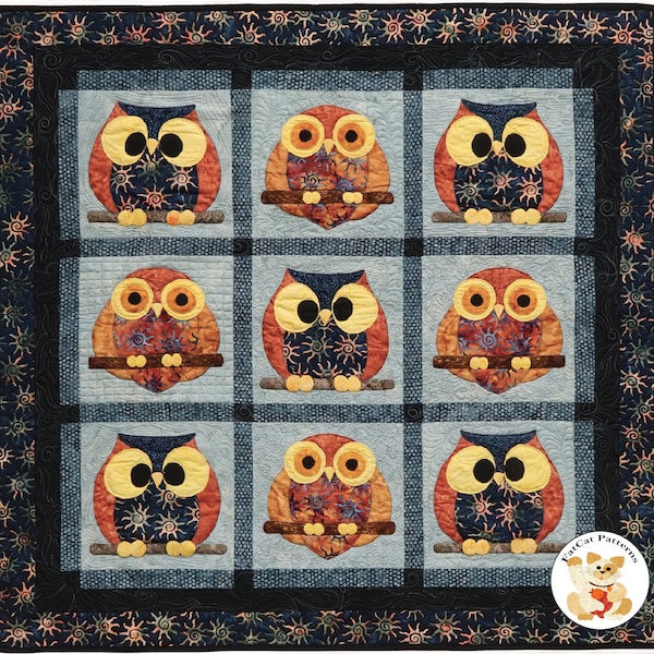 FCP-068 Night Owls (Digital Pattern) *a fusible applique quilt pattern