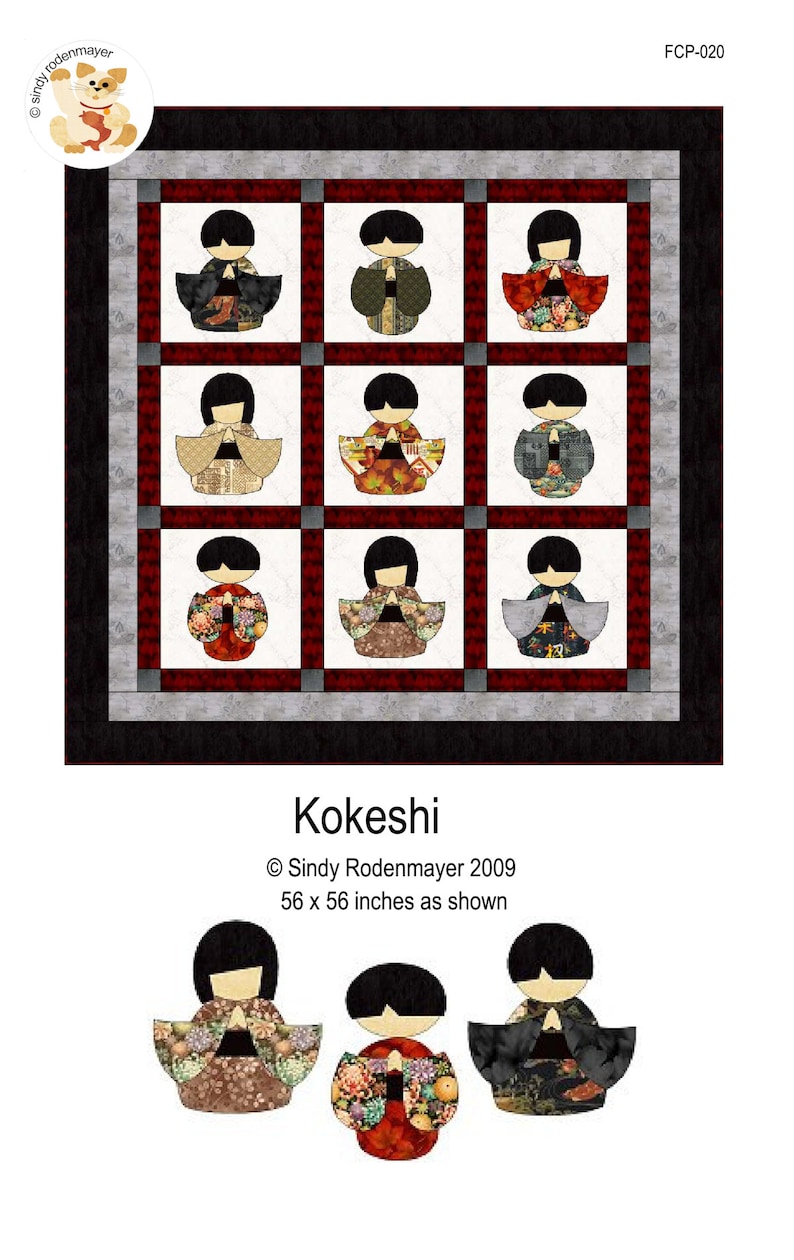 FCP-020 Kokeshi Paper Pattern a fusible applique quilt image 1
