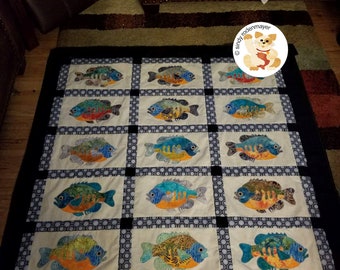 FCP-078 Catch of the Day, Bluegill (Digitales Muster) * ein fusible Applikation Quilt Muster