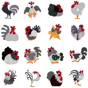 FCP-105 What the Cluck? (Digital Pattern) a fusible applique pattern