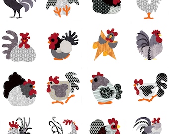 FCP-105 What the Cluck? (Digital Pattern) a fusible applique pattern