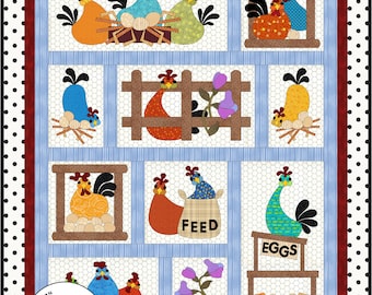 FCP-065 Hen Party (Digital Pattern) *a fusible applique quilt pattern