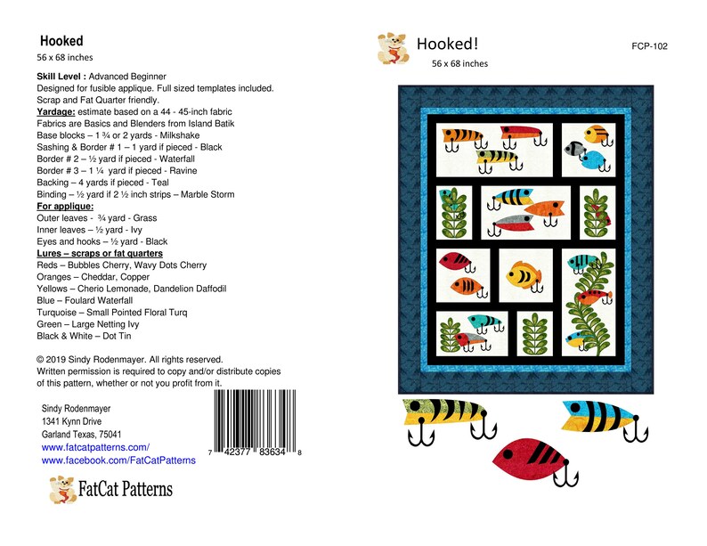 FCP-102 Hooked Printed Pattern a fusible applique quilt image 4