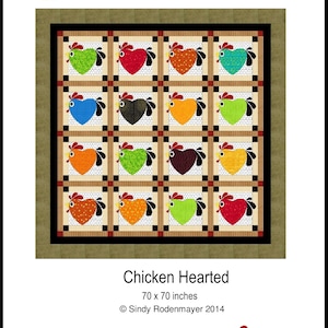 FCP-043 Chicken Hearted (Digital Pattern) *a fusible applique quilt pattern