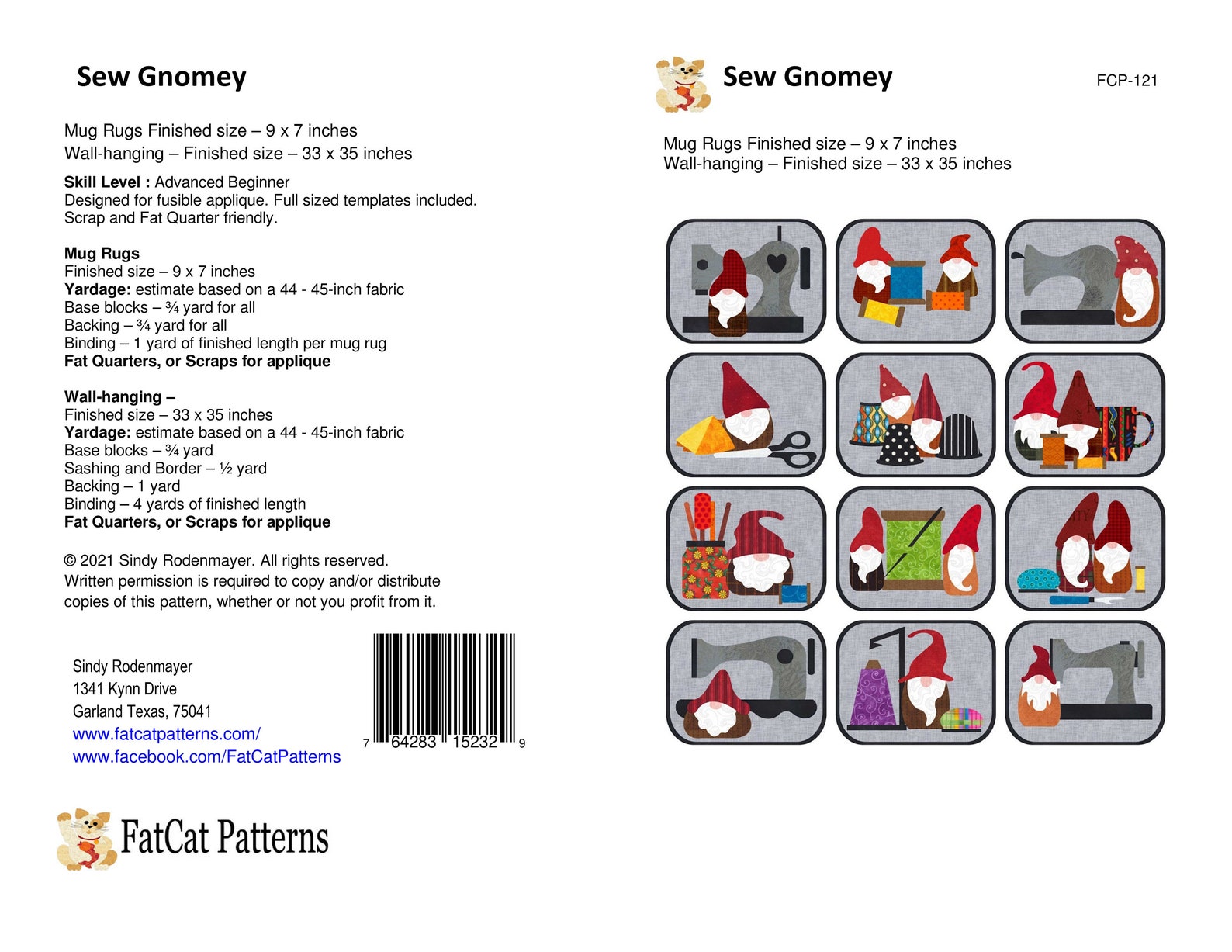 FCP-121 Sew Gnomey (digital Pattern) *a Fusible Applique Quilt Pattern ...