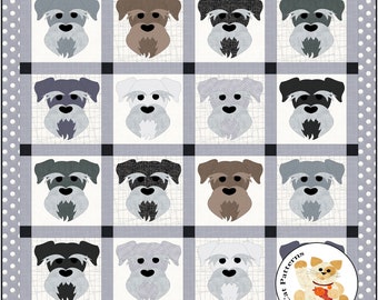 FCP-079 Dog Days, Schnauzer (Digital Pattern) *a fusible applique quilt pattern