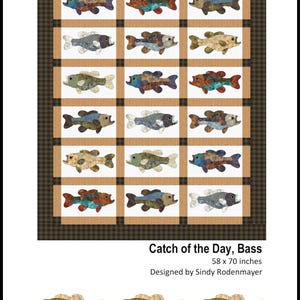 FCP-077 Catch of the Day, Bass (Digital Pattern) *a fusible applique quilt pattern