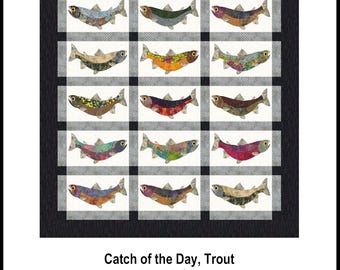 FCP-074 Catch of the Day, Trout (Digital Pattern) *a fusible applique quilt pattern