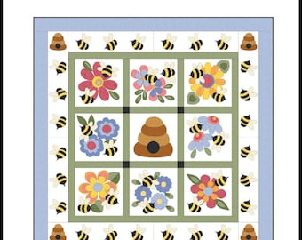 FCP-168 Bee Happy (Digital Pattern) a fusible applique pattern