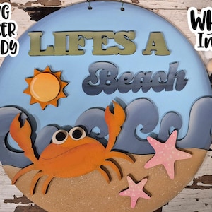 Lifes A Beach-bord SVG | Laserklaar zomerbord | Glow Forge Beach| Strand-SVG