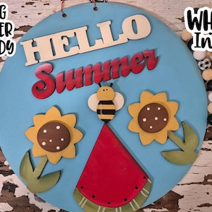 Hallo zomer rond bord laser SVG | Laserklaar zomerbord | Glow Forge Zomer| Zomerbord SVG