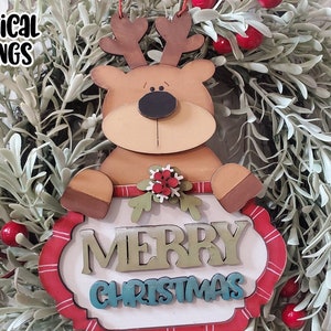 Buon Natale renna SVG/ornamento di renna tagliata al laser/fucina luminosa/ornamento di Natale SVG