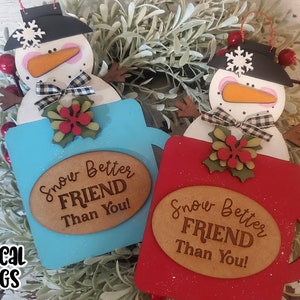 Schnee besserer Freund Schneemann Kakao Tasse Ornament | Weihnachten SVG | Laser geschnittene Weihnachten Schneemann | Glühschmiede Verzierung SVG
