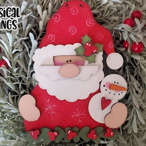 Ornement de père Noël bonhomme de neige Laser SVG | Père Noël SVG | Décoration de Père Noël découpée au laser | Forge phosphorescente| Ornement SVG