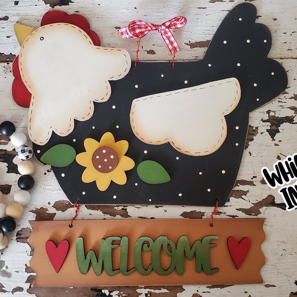 Sunflower Chicken Welcome Sign SVG| Chicken SVG| Laser Cut Chicken| Glow forge| Chicken Sign SVG|