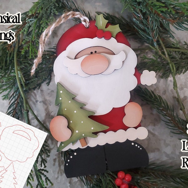 Christmas Tree Santa  Ornament Laser SVG| Santa Claus SVG| Laser Cut Santa Ornament| Glow Forge| Ornament SVG