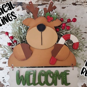 Reindeer Welcome Sign SVG| Laser Cut Reindeer Ornament| Glow forge| Christmas Ornament SVG