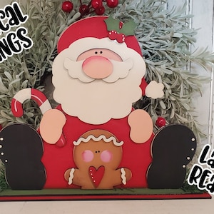 Sweet Wishes Santa SVG| Lasergesneden kerstman | Gloed smeedt Kerstmis| Shelf Sitter Kerstman SVG