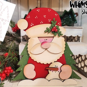 Papai Noel de inverno Standup SVG | Papai Noel cortado a laser | Natal Glow Forge | Papai Noel de prateleira SVG