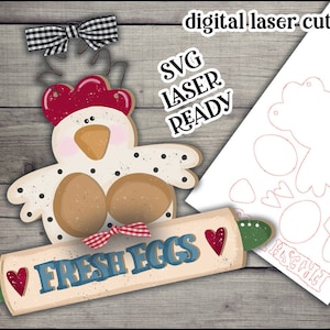 Fresh Eggs Chicken Sign SVG| Chicken SVG| Laser Cut Chicken| Glow forge| Chicken Sign SVG|