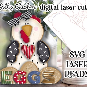 Silly Chicken SVG| Chicken SVG| Laser Cut Chicken| Glow Forge| Piętrowa taca Chicken SVG|