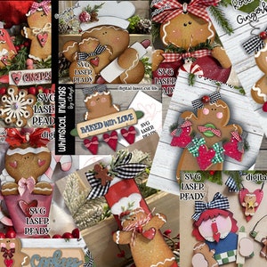 Sweet Gingerbread laserklare SVG-bundel | Kerst-SVG| Lasergesneden kerstpeperkoek| Gloedsmederij| Ornament SVG|Gelaagd dienblad peperkoek