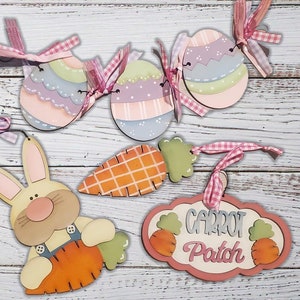 Set 2 di SVG laser di Pasqua con motivo a carota / Glowforge Pasqua/ Vassoio a più livelli di Pasqua/ File di taglio laser di Pasqua