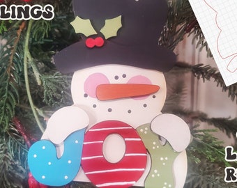 Joy Snowman Ornament SVG| Laser Cut Snowman Ornament| Glow orge| Ornament SVG