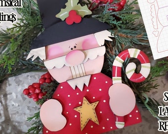 Candy Cane Nutcracker SVG| Laser Cut Nutcracker Ornament| Glowforge| Ornament SVG