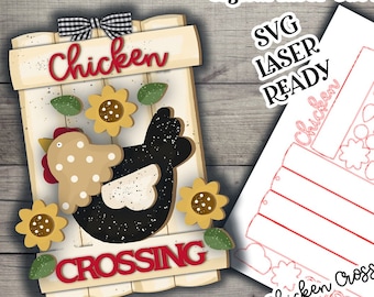 Chicken Crossing Sign SVG| Chicken SVG| Laser Cut Chicken| Glow forge| Chicken Sign SVG|
