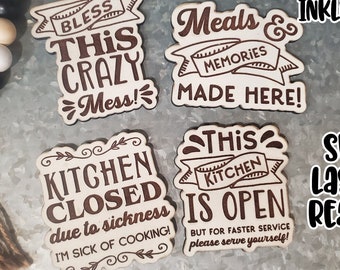 This Kitchen Funnyl Fridge Magnet SVG Collection| Cow SVG| Laser Cut Magnet| Glow forge| Magnet SVG| Glowforge Magnet