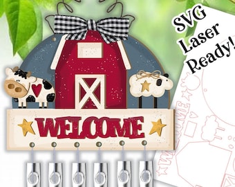Barn Welcome Wind Chime SVG |Laser Ready Barn SVG| Glow Forge Farm| Wind chime SVG