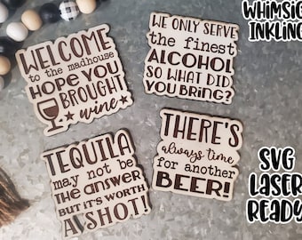 Happy Hour Funny  Alcohol Fridge Magnet SVG Collection| Cow SVG| Laser Cut Magnet| Glow forge| Magnet SVG| Glowforge Magnet