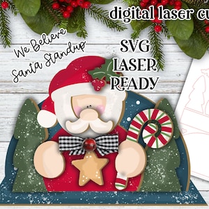 Acreditamos que o Papai Noel Standup SVG | Papai Noel cortado a laser | Glow forge Christmas | Papai Noel Shelf Sitter SVG