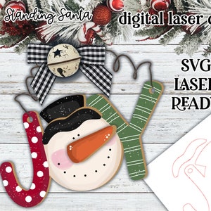 Adorno de muñeco de nieve Joy / Muñeco de nieve listo para usar con láser / Adorno navideño Glow Forge /