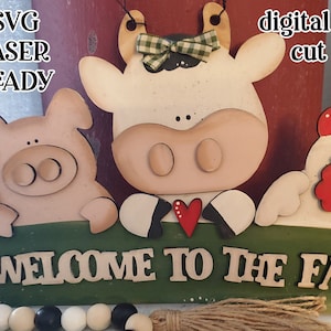 Welcome to the farm SVG| Cow Sign SVG| Laser Cut Cow| Glow forge| Farmhouse SVG| Glowforge Farmhouse