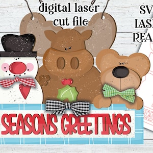 Seasons Greeting Moose SVG| Laser Cut Moose Ornament| Glowforge|Christmas Ornament SVG